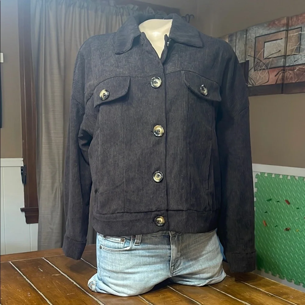 LuLaRoe Berlin Brown Utility Jacket Classic Boxy- Crop Design- Sz S NWTs